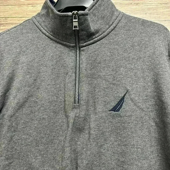 Nautica Zip Up Sweater Heather Gray - Picture 3 of 4